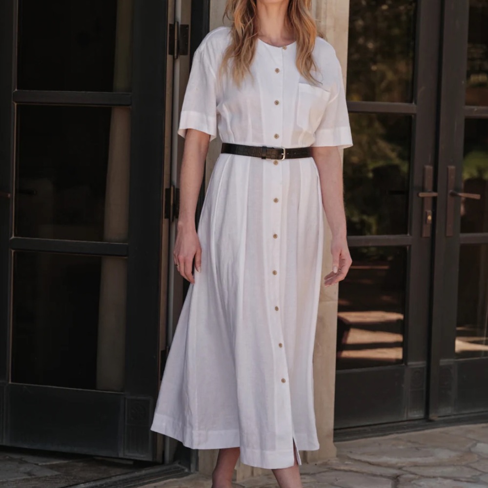 Jenni Kayne White Button-Front Midi Dress